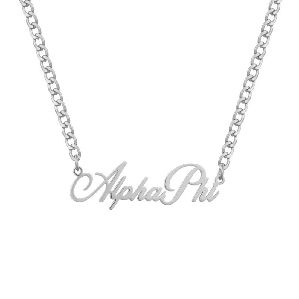 Sorority Custom/Personalized Script Curb Nameplate Necklace