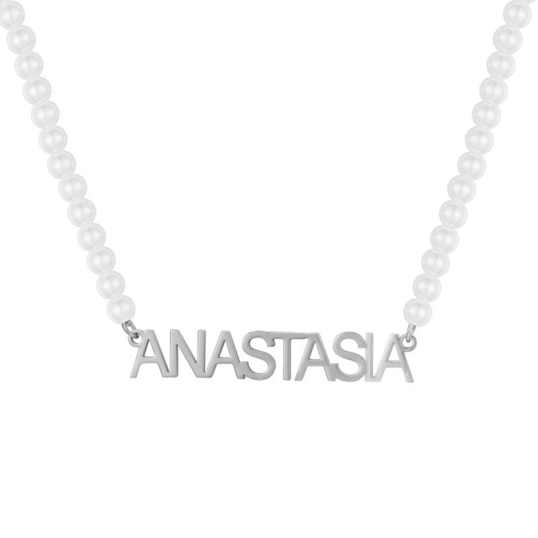 Custom/Personalized Pearl Nameplate Necklace