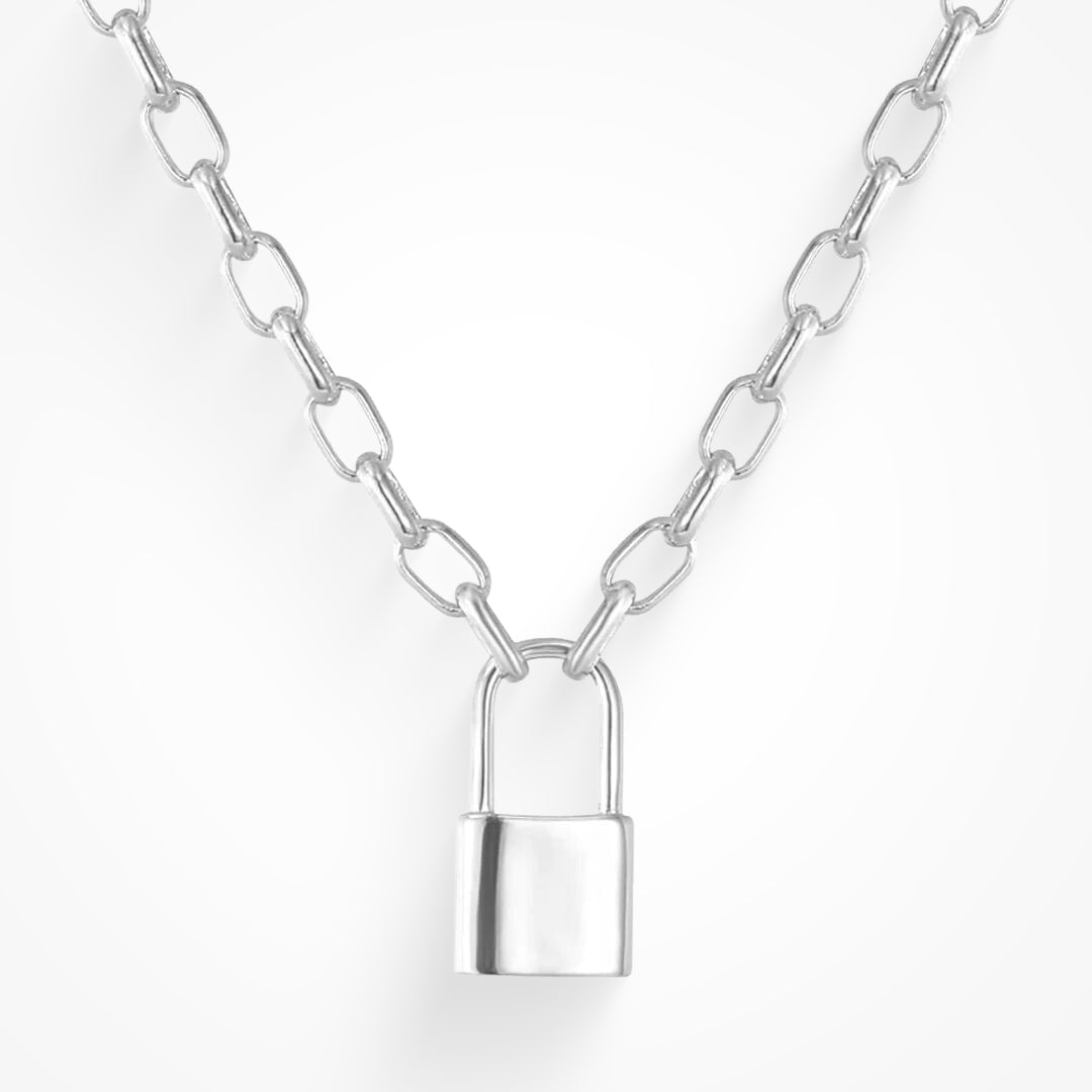 Necklace with a lock sale on it